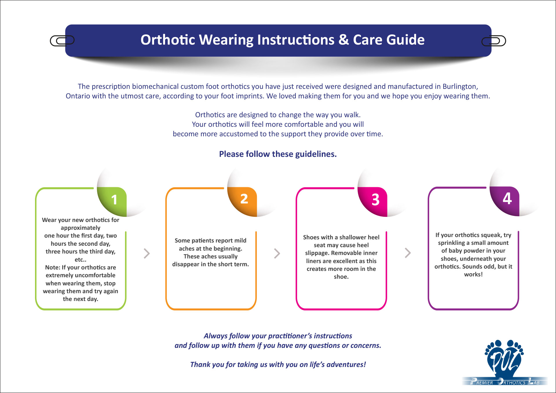 Orthotics Wearing Instructions